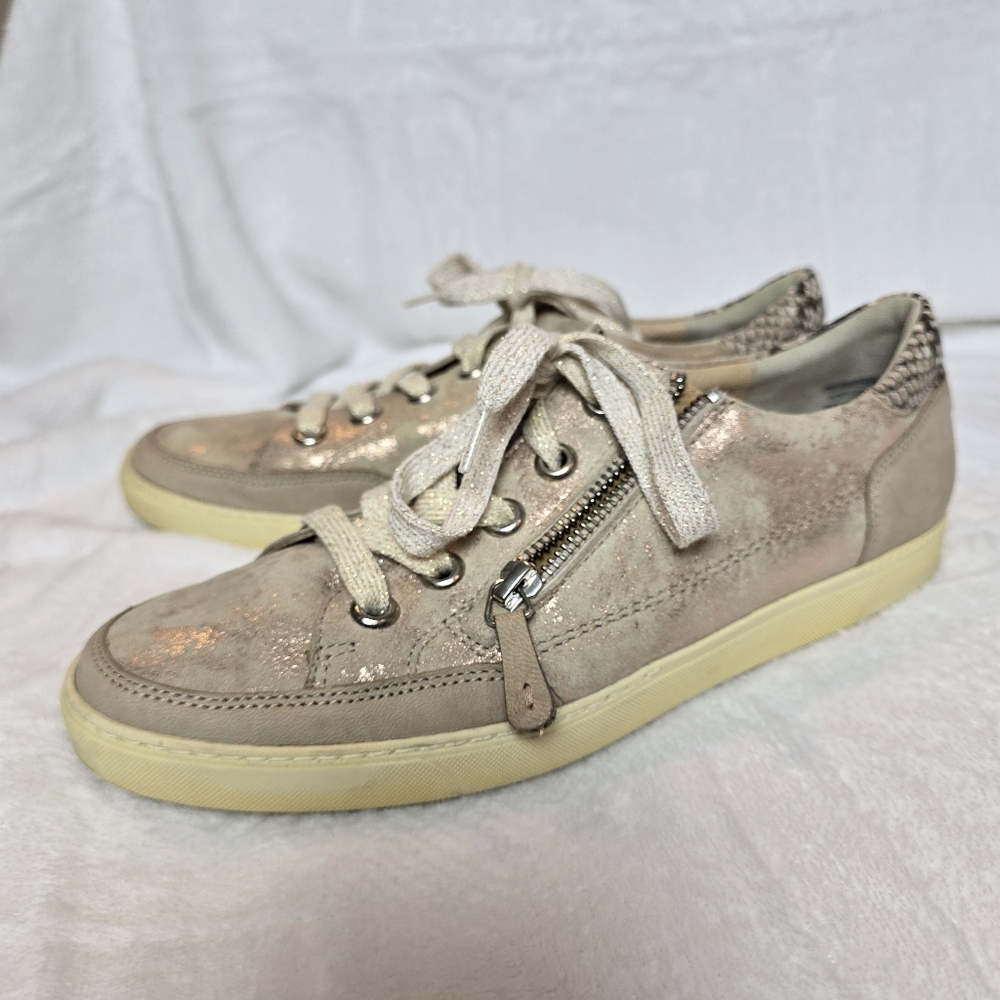 Paul Green Wilson Blush Pink Metallic Leather Sneakers UK 6 / US 8.5